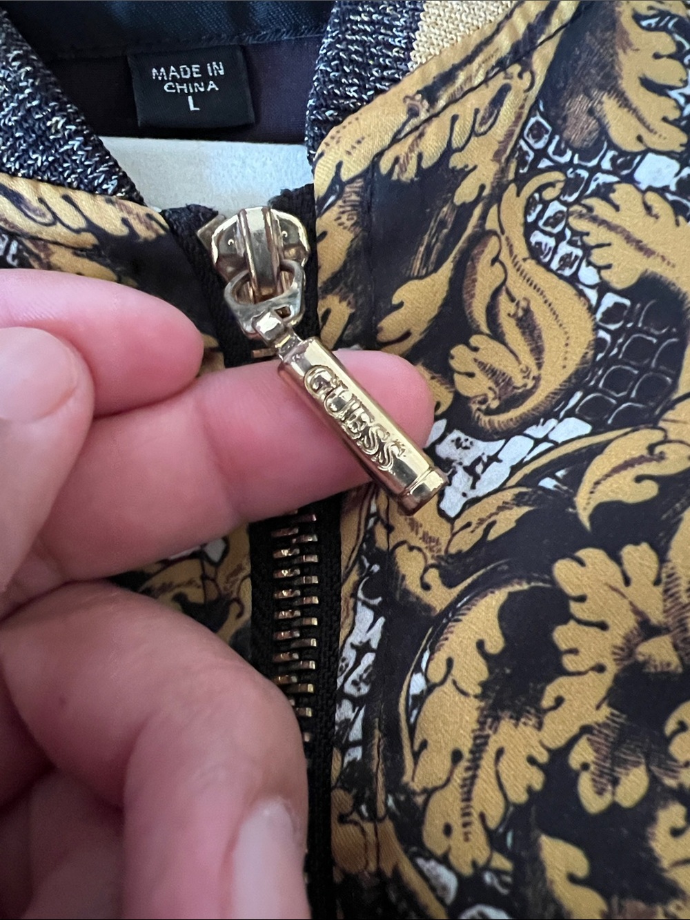 GUESS Rae Baroque Snake Print Bomber Jacket - Picture 3 of 4